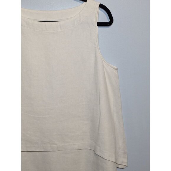 J. Jill Linen White Shift Dress Sleeveless Midi Size MED Layered Coastal Resort - Picture 4 of 8